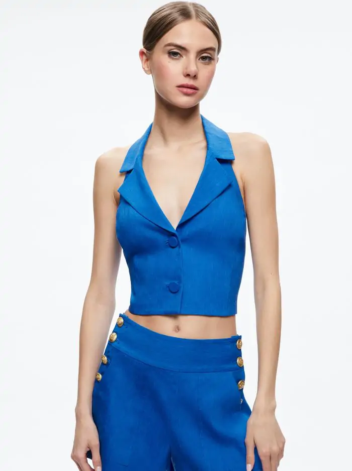 MERI CROPPED HALTER BLAZER TOP